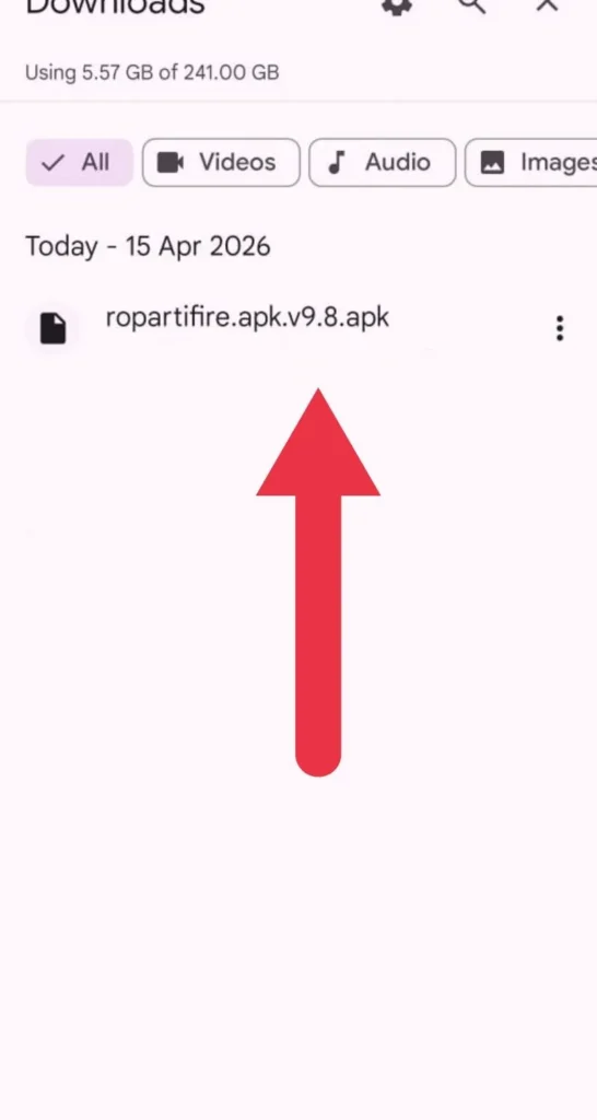 Ropartifire APK file downloading on Android device