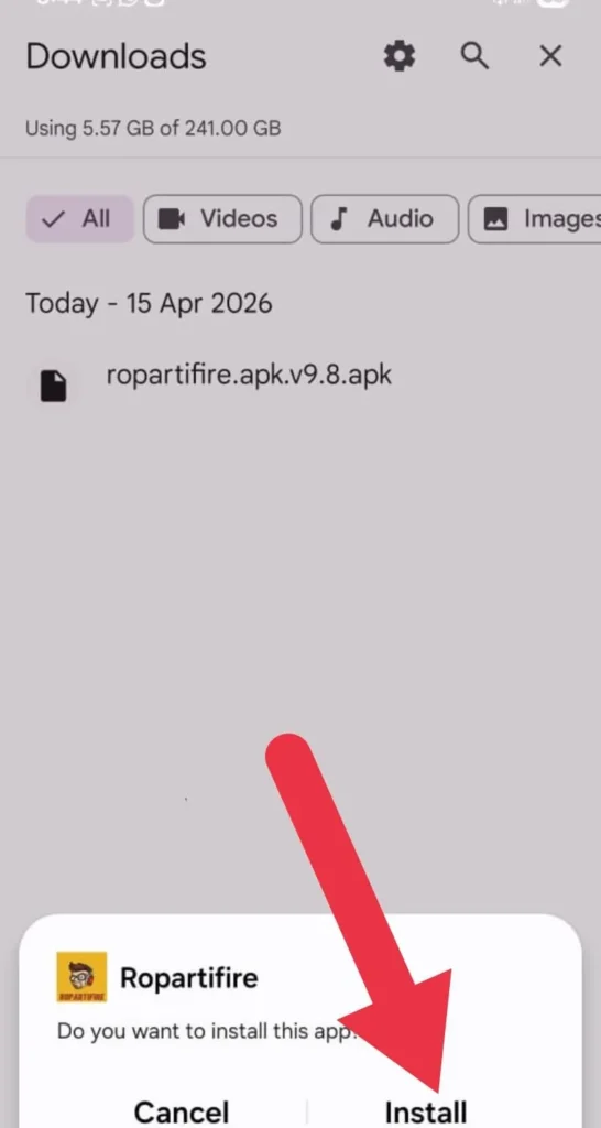 Installing Ropartifire APK on Android device